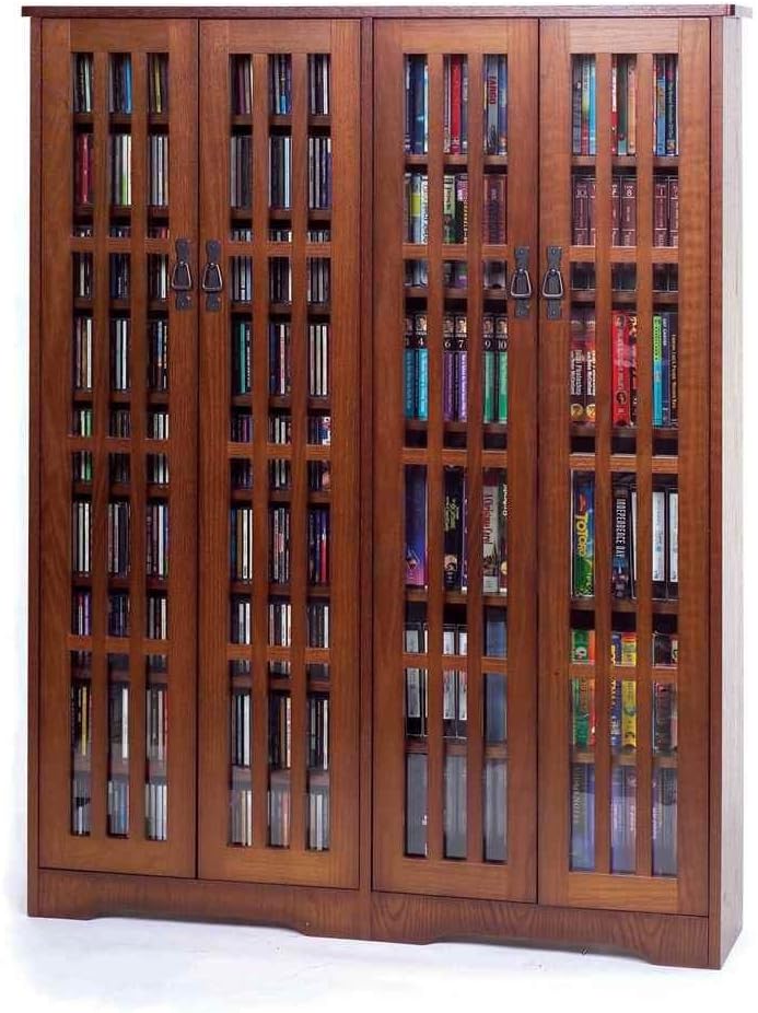 Leslie Dame Double CD,DVD Wall Rack Media Storage in Walnut