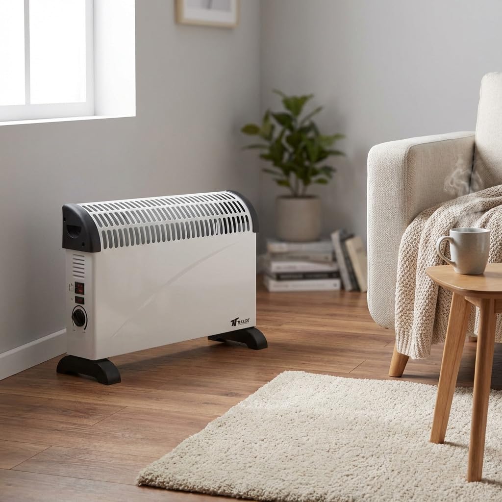 Suinga Convettore Elettrico con Termostato Regolabile e Turbo Ventilatore 750-1250-2000W | Radiatore Elettrico Basso Consumo | Riscaldatore Elettrico Hugar