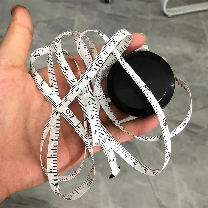 150 cm Mini Meter Maßband Schneider Lineal Schlüsselanhänger Maßband Kleidung Größe Maßband Tragbare Nähwerkzeuge Zubehör(Black)