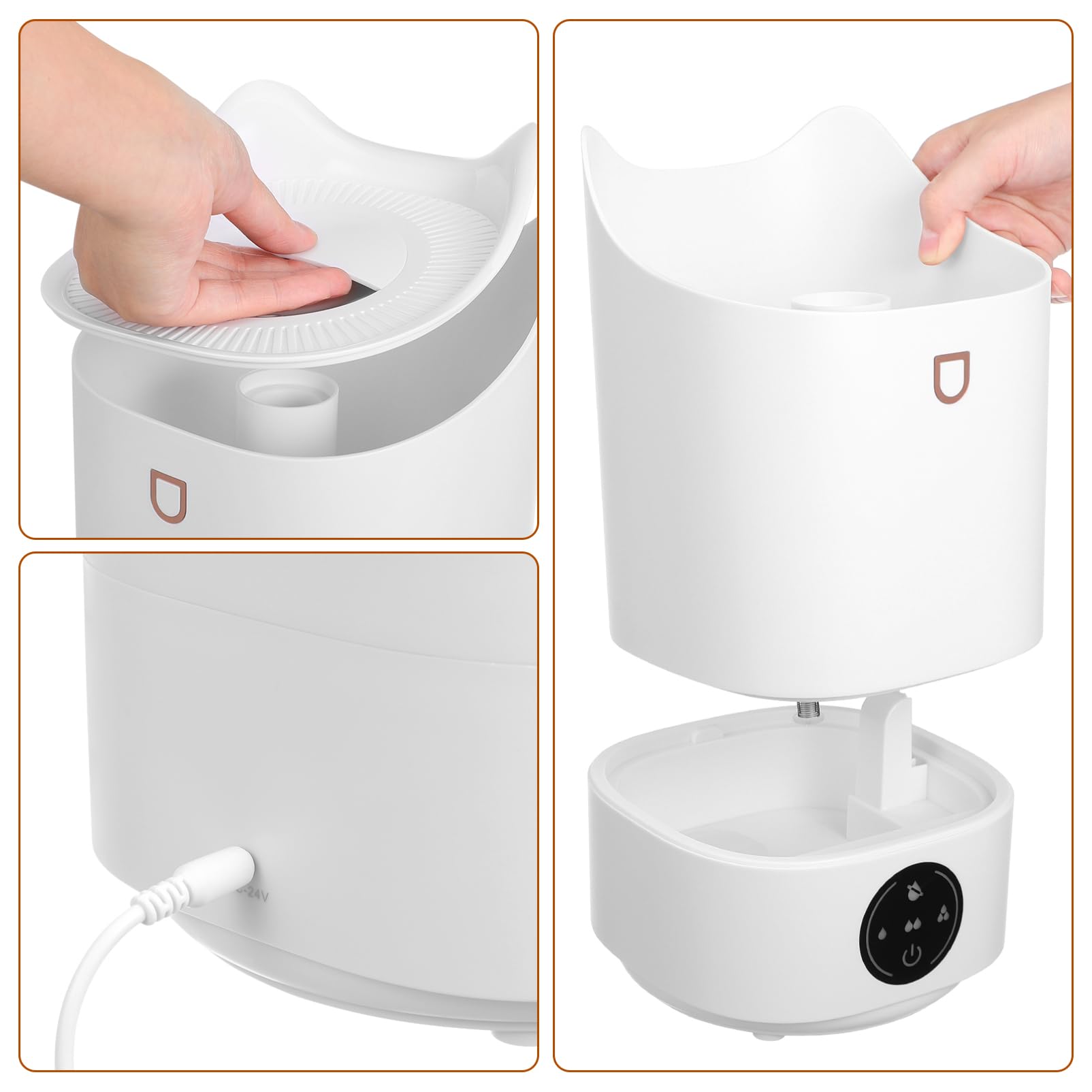 Umidificatore 3.1l Bianco Portatile in Plastica per Ufficio | Touch Screen Intuitivo, per Camera e Scrivania, Design Minimalista Elegante