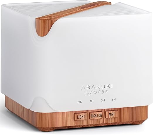 ASAKUKI 700 ml Premium Essential Oil Diffuser, 5 in 1 Ultrasonic Aromatherapy Fragrant Oil Vaporizer Humidifier, Timer and Auto-Off Safety Switch, 7 LED Light Colors