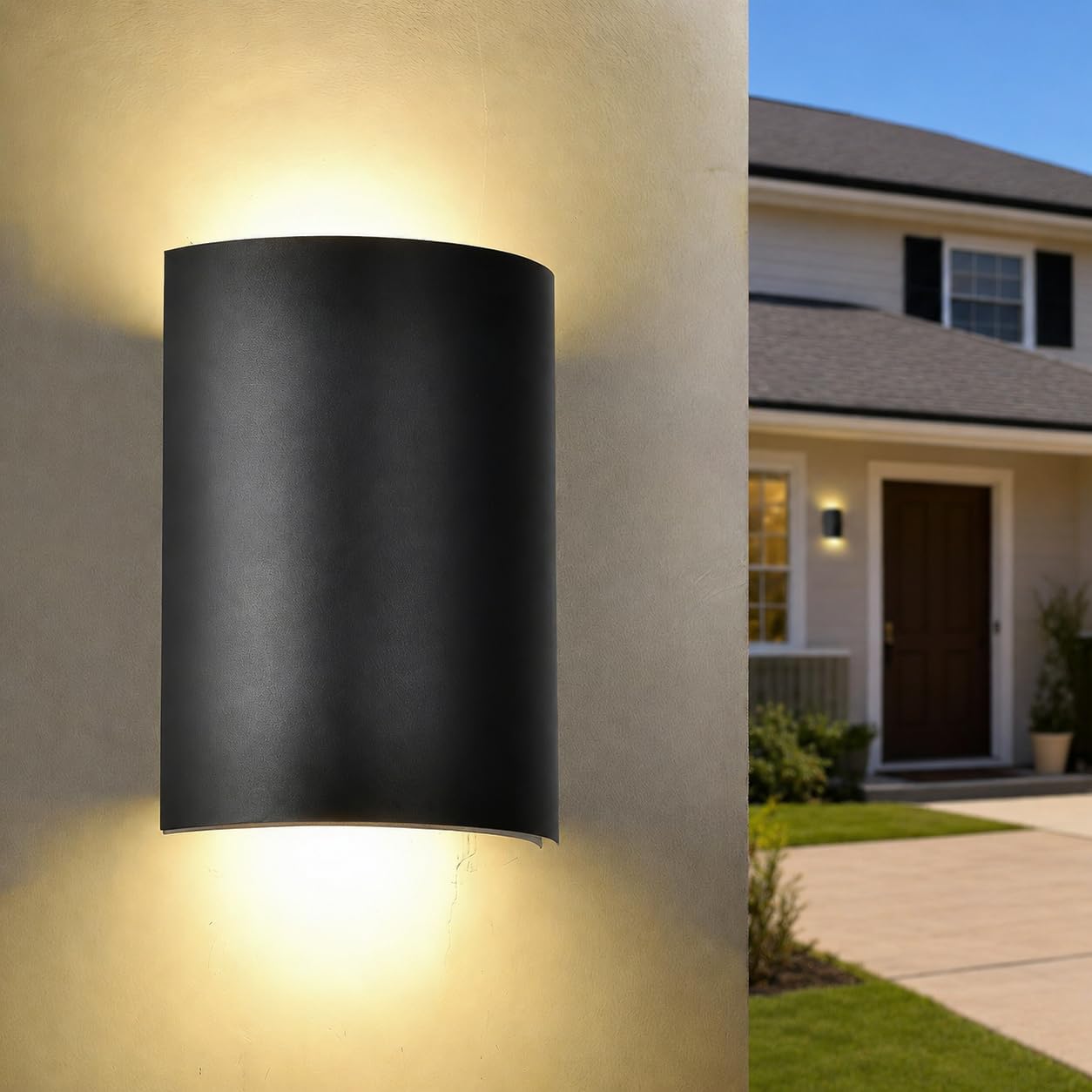 Modern LED Up Down Outdoor Wall Light, 20W Black Architectural Exterior Wall Sconce for Facade, Porch & Patio,3000K Warm White