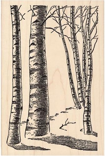 Birch Tree Forest Rubber Stamp