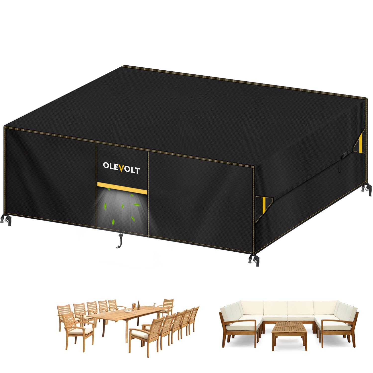 OLEVOLT Copertura per Mobili da Giardino Telo Copri Mobili da Esterno | 600D Oxford Telo Copertura Tavolo Esterno Rettangolare Copridivano Esterno Impermeabile Copri Mobili da Esterno 300x150x90cm
