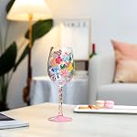 NymphFable Hand Painted Wildflowers Wine Glasses Birthday Wine Glass Gift for Women with Personalised Gift Box, 15oz