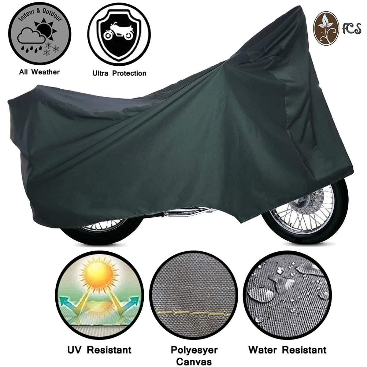 FCS Dust Proof, Water and Weather Resistance Bike Body Cover for Triumph Tiger Sport 660| Material- Cotton Canvas Tarpaulin | Colour - Army Sea Green