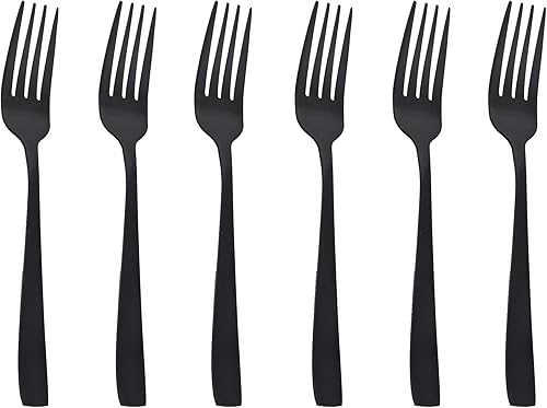 Miniatura 1 de Gugrida Juego de 6 tenedores de cena negro mate, juego de cubiertos de acero inoxidable de 7.48 pulgadas, acabado satinado. (6 tenedores de cena)