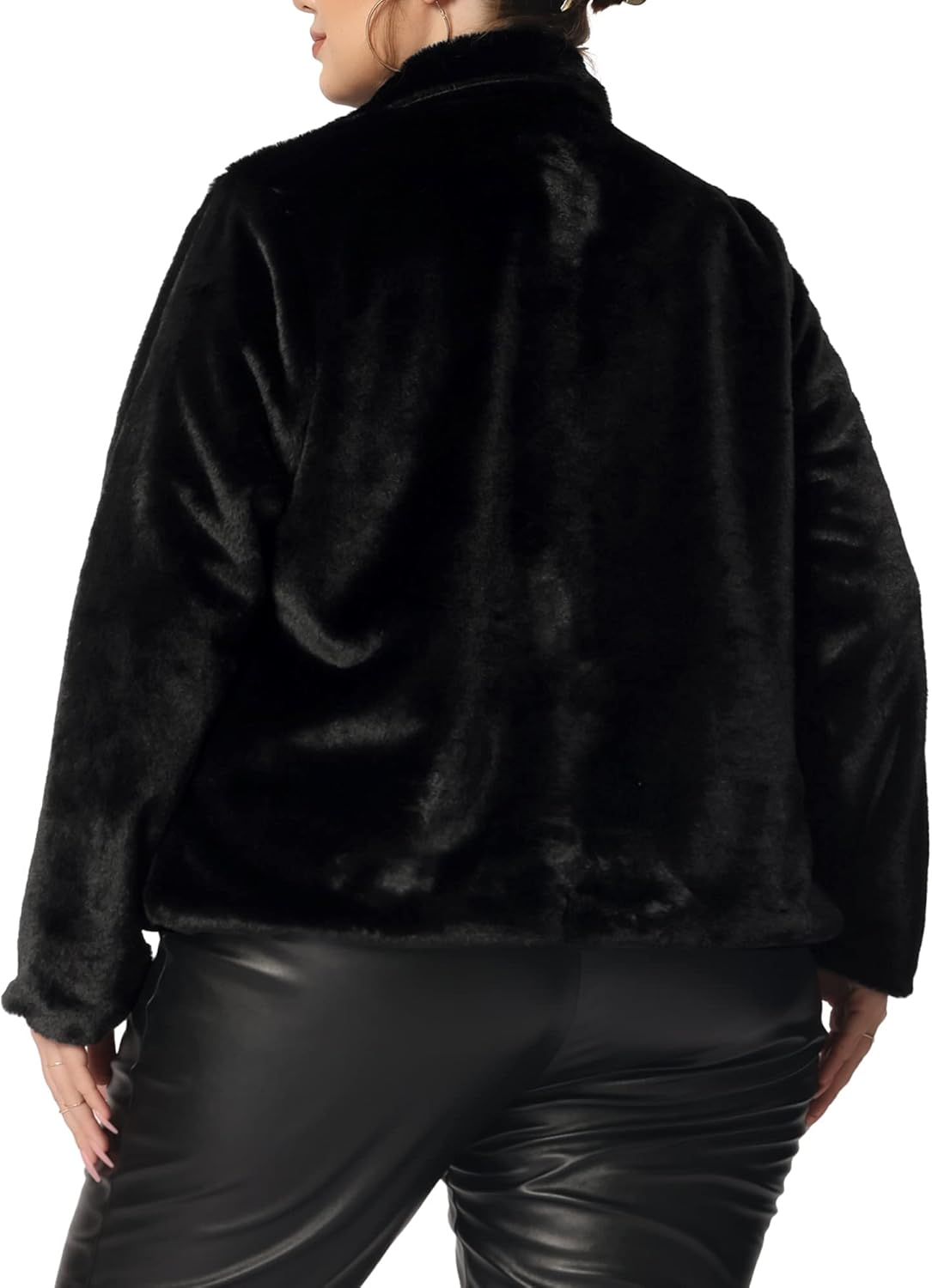 Agnes Orinda Plus Size Women's Faux Fur Jackets Coats Long Sleeve Pockets Fluffy Shaggy Coat Winter Outwear - Image 4