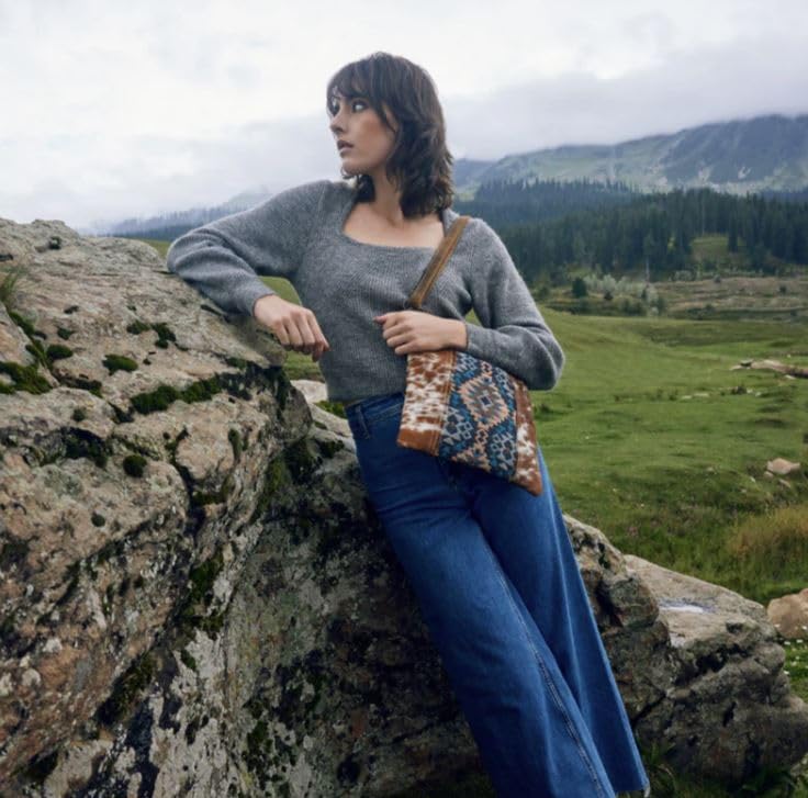 Myra Bag Western Leather Crossbody Bag for Women - Upcycled Canvas Shoulder Bag Vanessia Lirio - Image 3