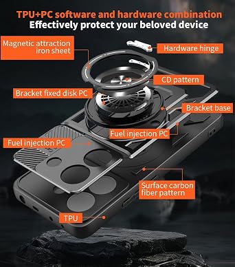 Compatible with Xiaomi Poco M7 Pro 5G 2409FPCC4G 2409FPCC4I Case Cover,Compatible with MagSafe,360 Degree Rotating Magnetic Stand Anti-Drop Phone Case Black