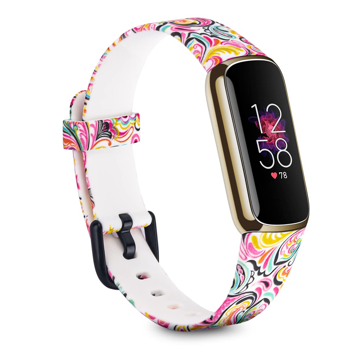 Luxe Straps Compatible with Fitbit Luxe Watch Bands Wrist Strap for Men Women Colorful Pattern Floral Sport Watchband Bracelet Bangle Wristband Replacement Accessories with Metal Buckle Large Wrist