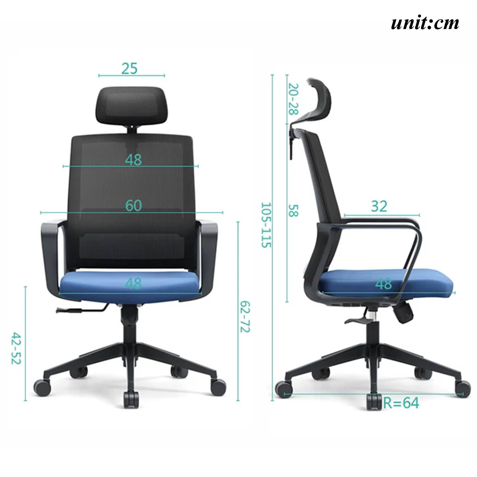 Ergonomiczne krzesło biurkowe z regulowanym zagłówkiem, podparciem lędźwiowym i oddychającą siatką, wygodne obrotowe krzesło do zadań biurowych i domowych