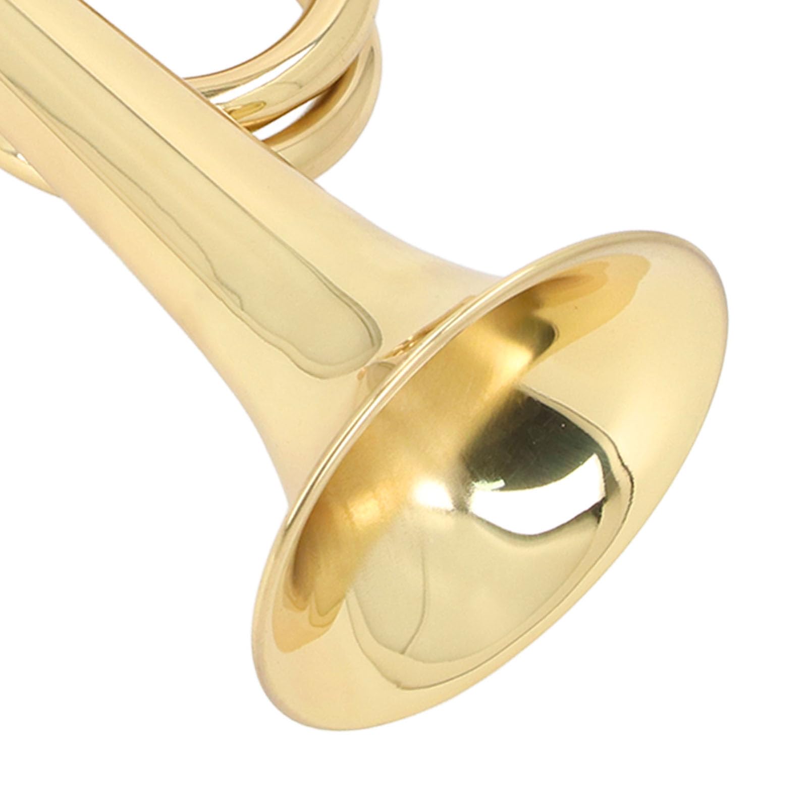 Alomejor Bugle - Tromba spagnola con chiave C, in ottone con finitura laccata dorata per musicisti principianti, 11 cm di diametro e 34 cm di altezza