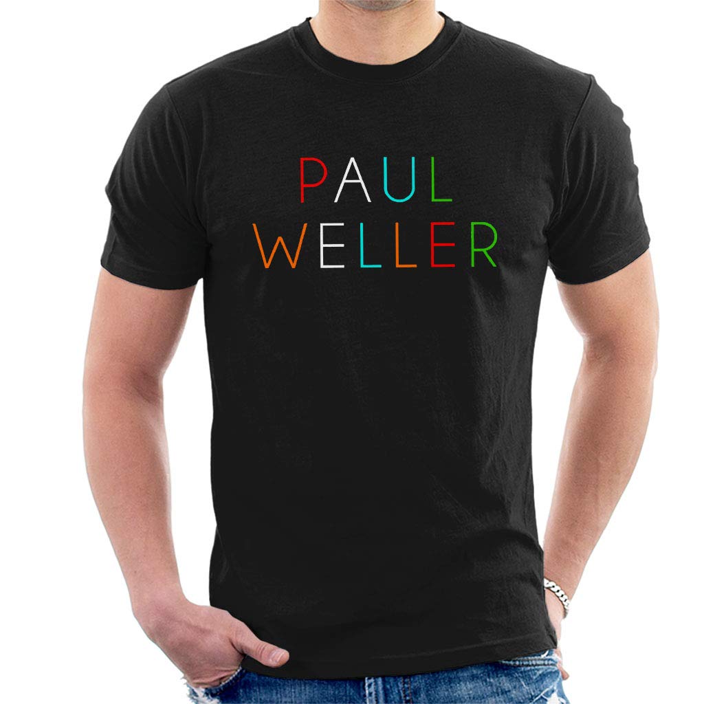 Rock Off Officially Licensed Products Men's Black Paul Weller The Jam Multicolour Logo Short Sleeve T-Shirt Medium