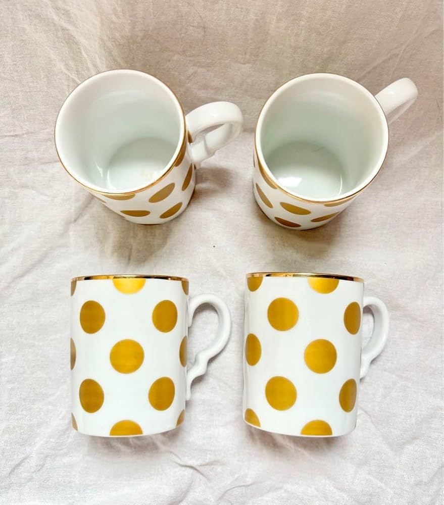 新品フランフラン廃盤人気ドットストライプ柄ゴールドまモノクロカッププレート6点 新品フランフラン廃盤人気ドットストライプ柄ゴールドまモノクロ