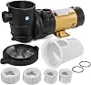 XtremepowerUS 1/2HP Swimming Pool Pump for Above Ground Self Primming High-Flow Pump Pool Spa Pond 1.5-inch Inlet/Outlet (3120 GPH, Timer, 115V)