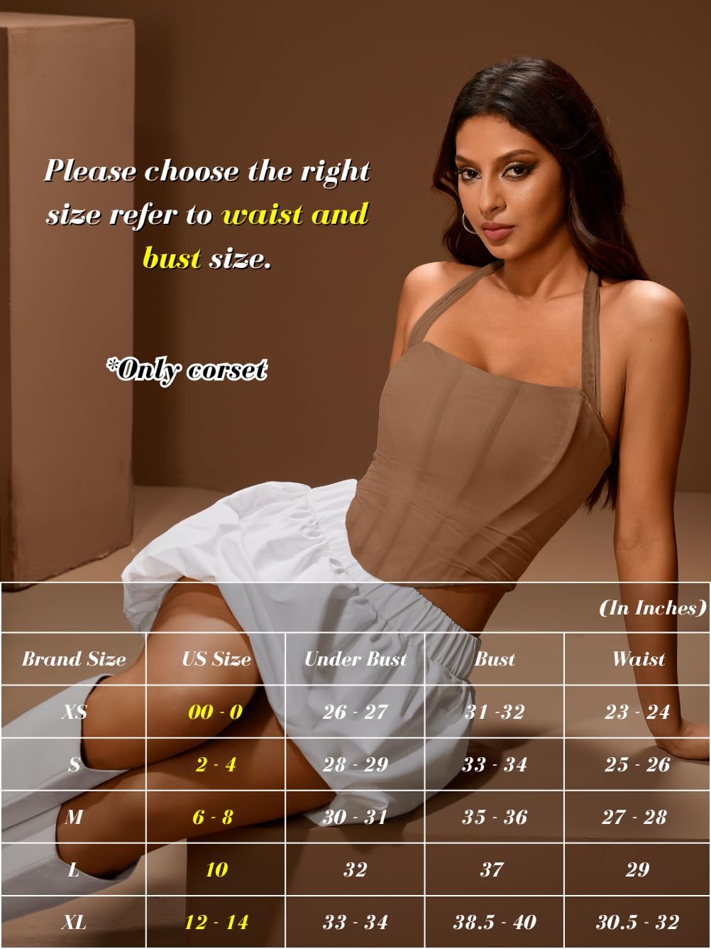 Women's Halter Mesh Corset Crop Top, Ruched Asymmetrical Hem, Boned Lace-Up Bustier for Going Out Fit Sizes 00-14 - Image 6