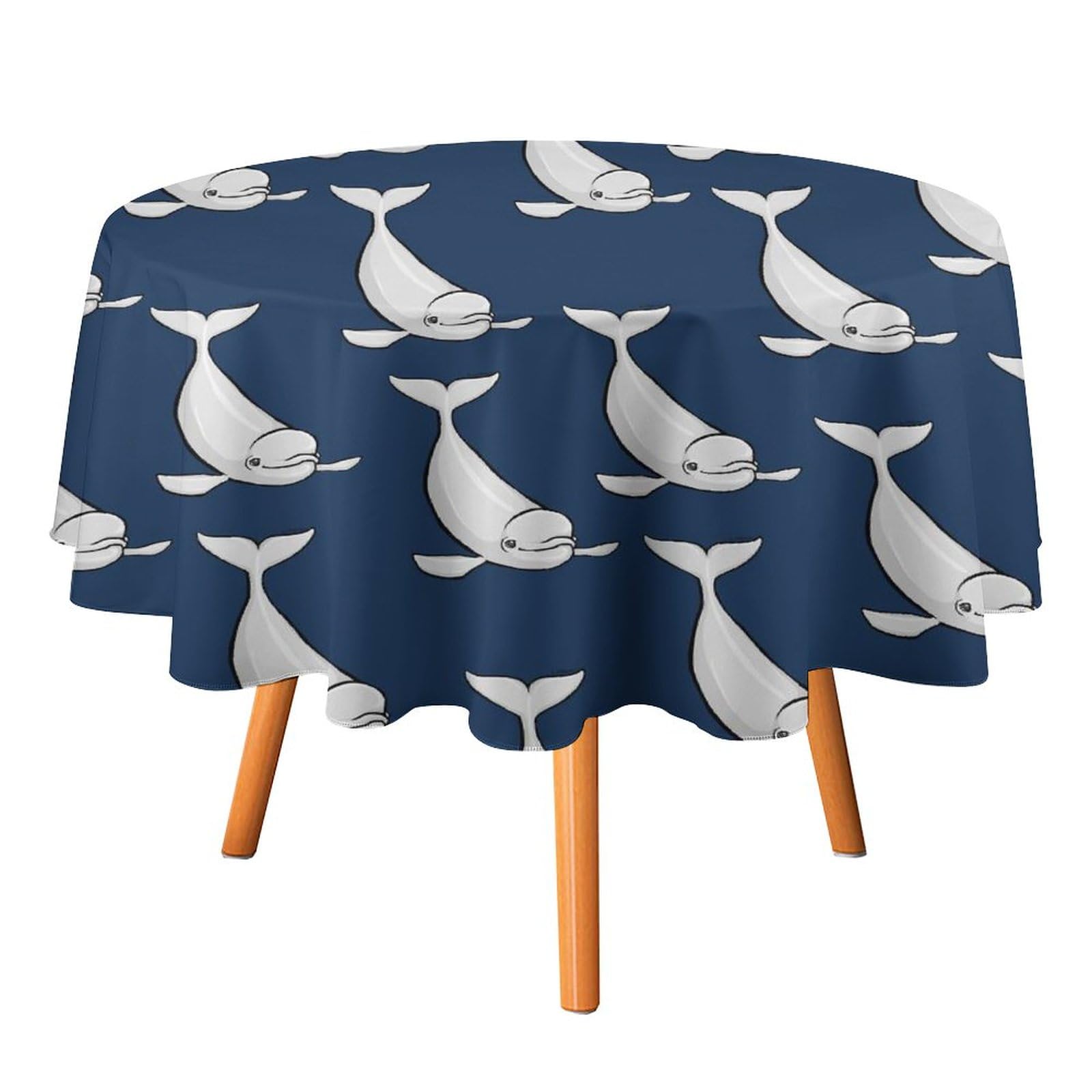 Beluga Whale Table Cloth Decorative Fabric Table Cover Washable Dust-Proof Wrinkle Resistant for Camping Picnic 19.99