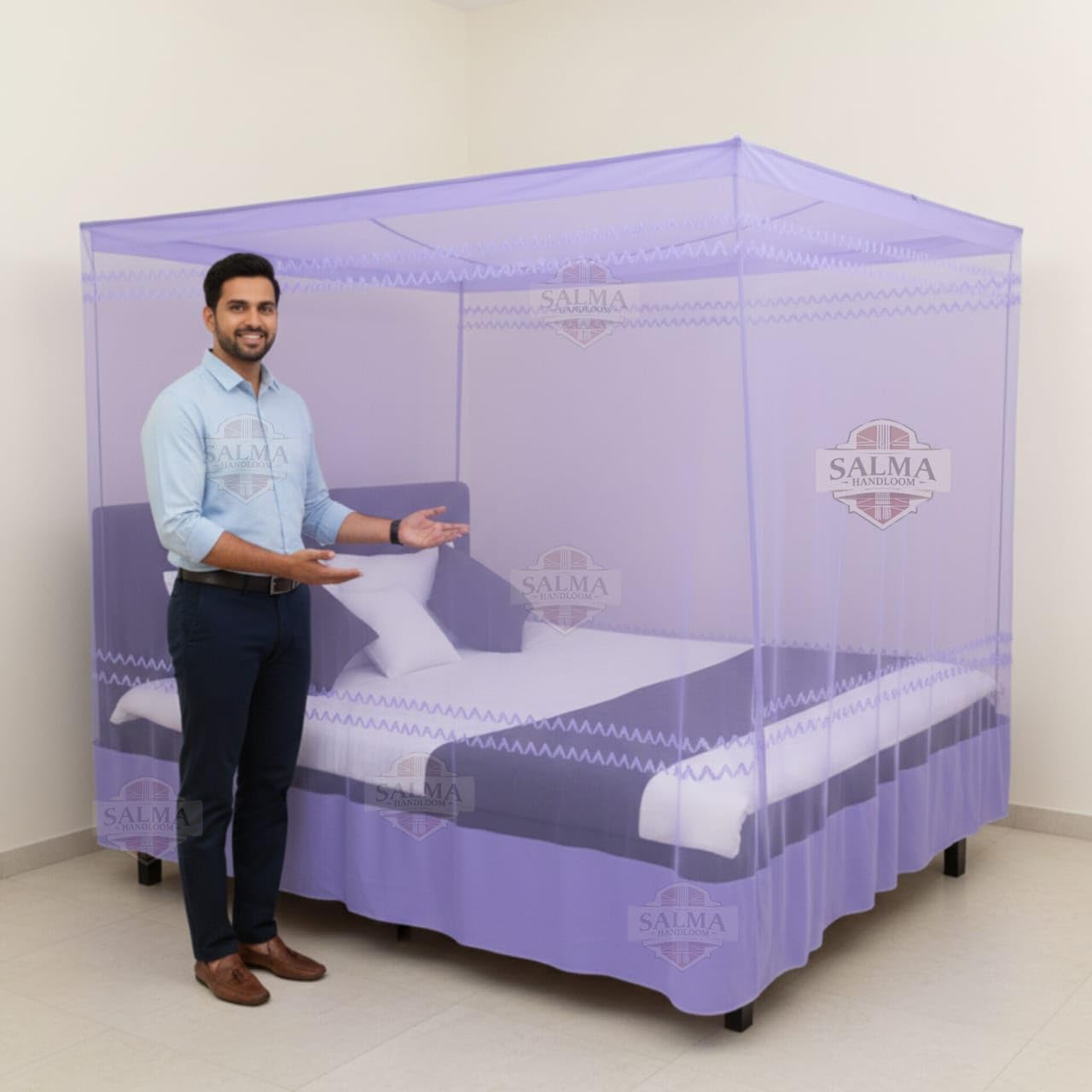 Mosquito net for Duble Bad King Size Bad 6feet x 7feet (Purple)-picture-23