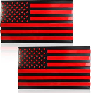 2PCS American Flag Emblem Car Stickers, 5" x 3”3D Metal USA Flag Car Bumper Decal, US Flag Military Patriotic Emblem for Car, Truck, SUV, Motorcycle, Window, Laptop (Black/Red)