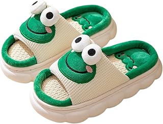 [COMFYIZM] カエル スリッパ 室内 EVA 厚底 サンダル リネン 涼感 ルーム シューズ