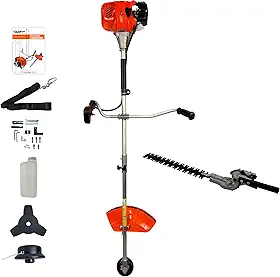 Carbon Fak Roçadeira a Gasolina Profissional 52cc 2,5HP Bipartida com Adaptador Podador de Cerca Viva