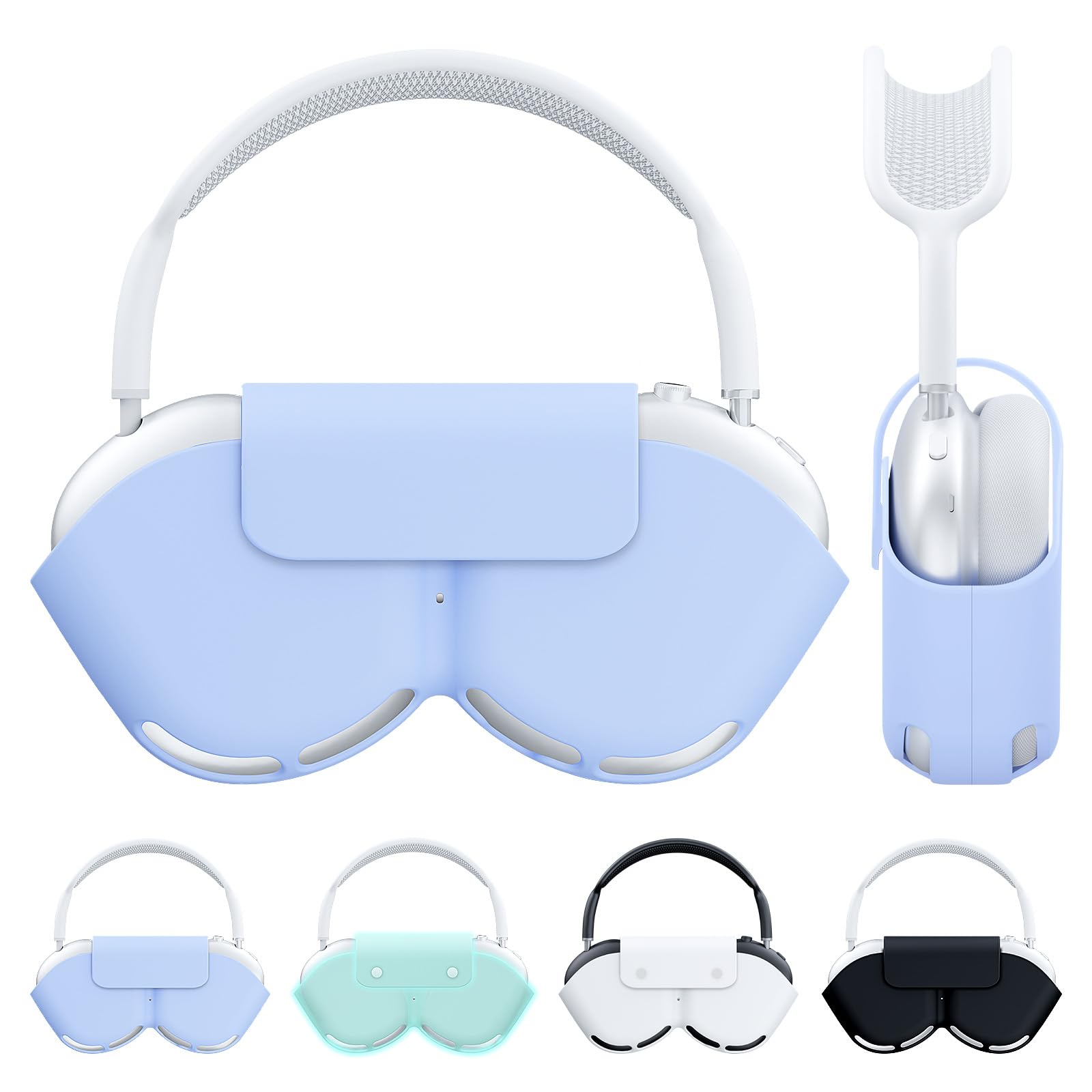 Jiunai Smart Case for AirPods Max Headphone, Enable Sleep Mode Soft Silicone Anti Scratch Protective Magnetic Close Dustproof Portable Travel Carry Storage Case Compatible with AirPods Max 2020 Blue