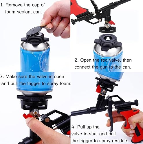 Miniatura 7 de DAFEIKE 25 inch Foam Gun Insulation Extended Foam Spray Gun Teflon Foam Dispensing Gun Pu Expanding Foam Gun Caulking pistola de foam, Pack of 2