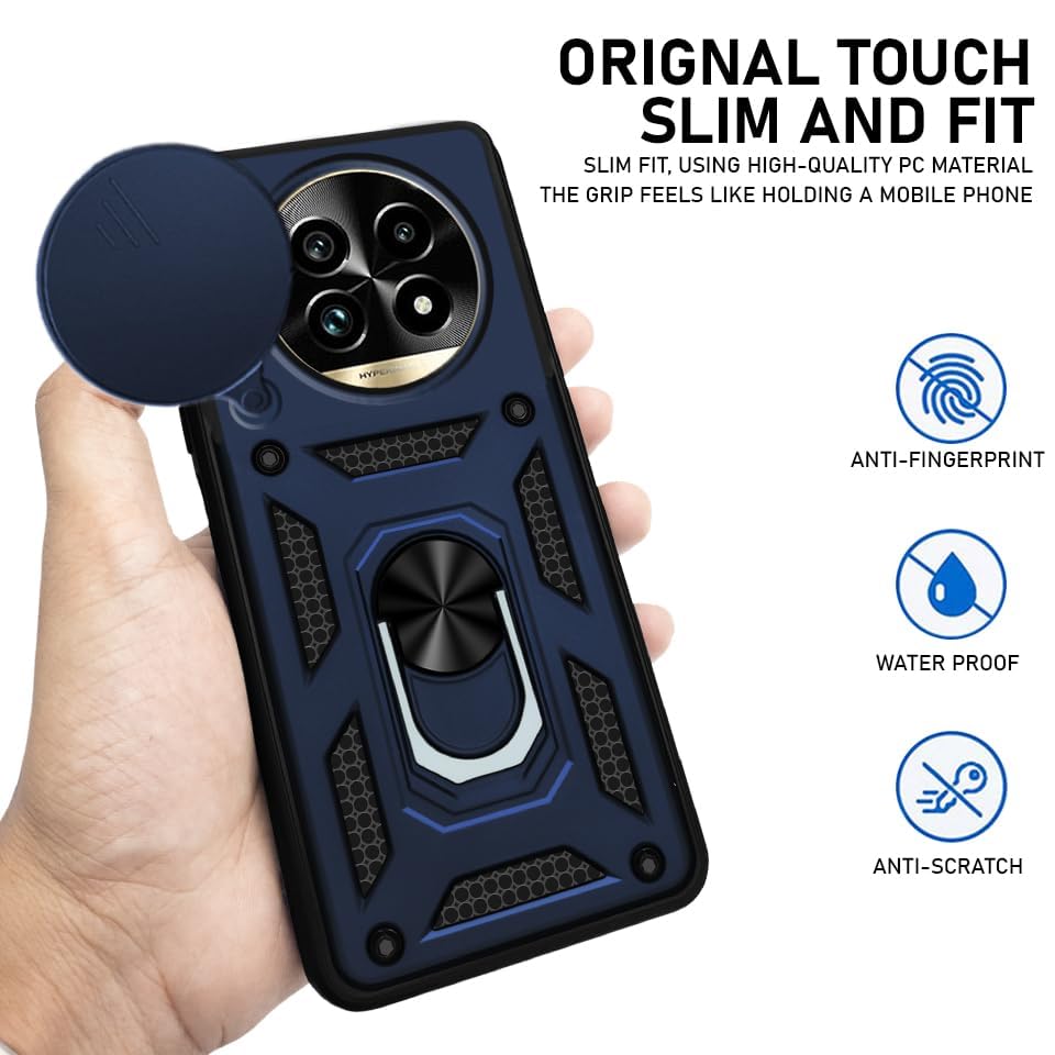 Image of AIBEX Back Cover for Realme 13 Pro 5G / Realme 13 Pro Plus 5G | D10 Tough Armor Case | Sliding Camera Shield | 360 Protection | Kickstand Ring Holder | Military-Grade Shockproof Bumper Case