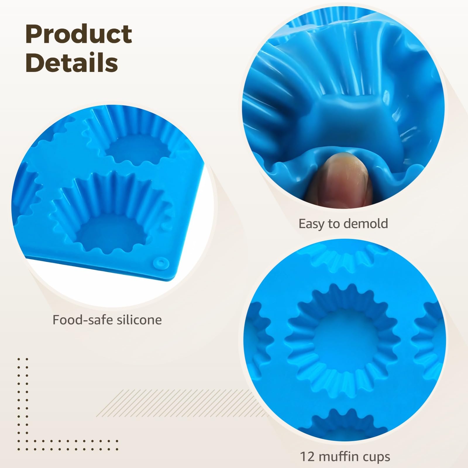 Générique Lot de 3 moules à muffins en silicone 12 alvéoles, antiadhésifs pour cupcakes, puddings et brownies, réutilisables, compatibles four, congélateur, micro-ondes et lave-vaisselle