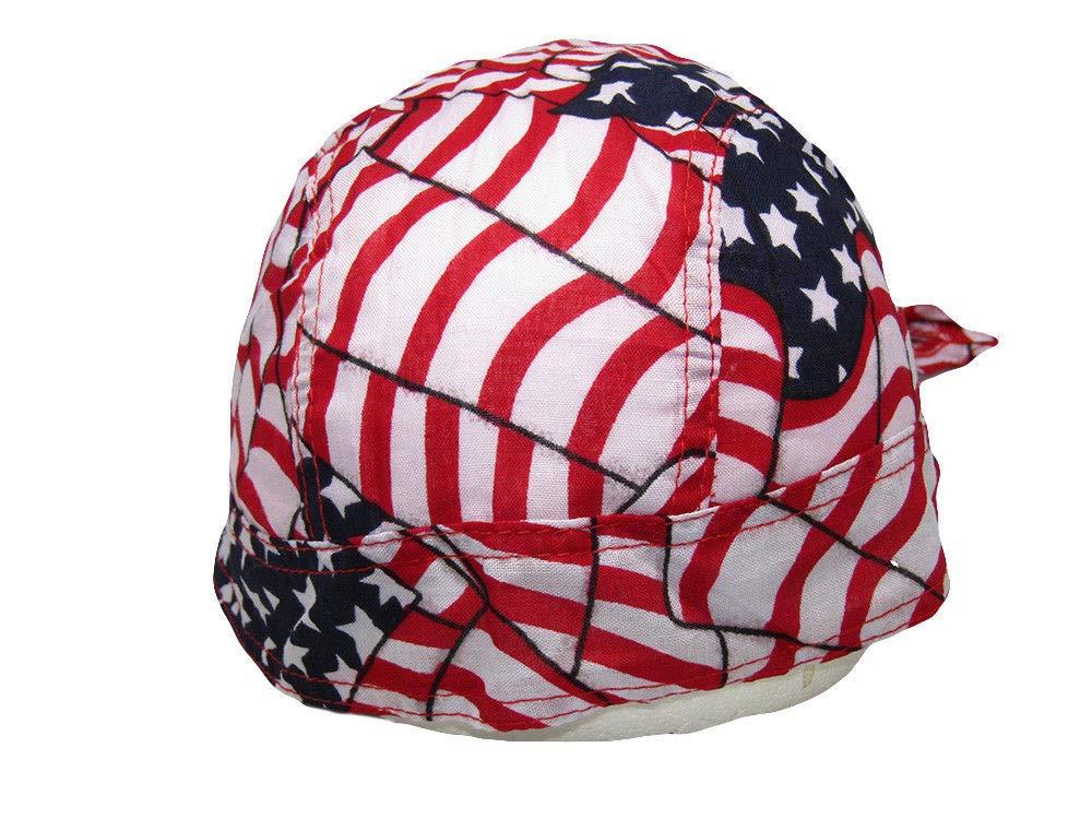 MWS USA Small Stars & Stripes Printed Do Rag Doo Rag Skull Cap Head Wrap Beautiful Vibrant Colors with Adjustable Strap Unisex Multicolored