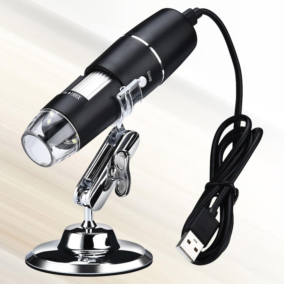 Microscopio Digital USB 1000 Aumentos Lupa Flexible y Luz LED Integrada para Inspección Electrónica, Laboratorio y Colección de Monedas, Adecuado para Uso Industrial y Educativo