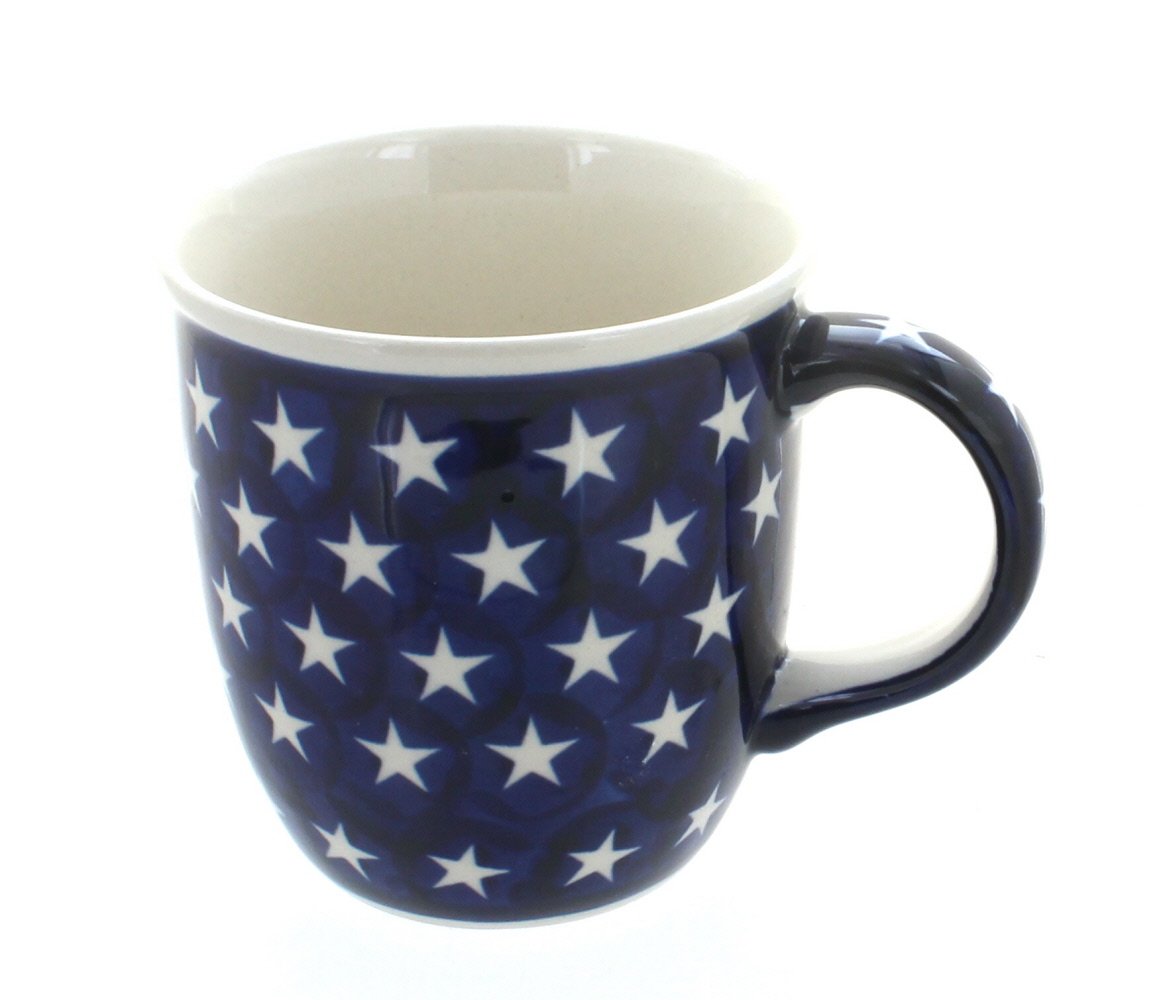 Polish Pottery Boleslawiec Mug, Curvy, 0.35L in STAR pattern