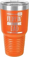 Vista 10 de Vaso con pajita de 30 onzas FLIPPIN DAD Taza de viaje grabada con láser con citas para asar Comparar con Yeti Rambler Mejor idea de regalo