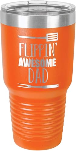 Miniatura 10 de Vaso con pajita de 30 onzas FLIPPIN DAD Taza de viaje grabada con láser con citas para asar Comparar con Yeti Rambler Mejor idea de regalo
