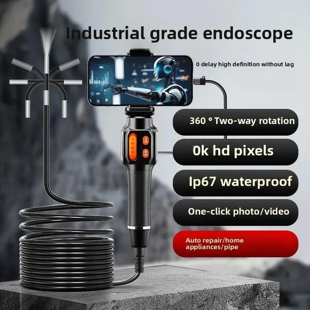 Obrót o 360 stopni endoskopowa kamera inspekcyjna 6,0 mm obiektyw HD przegubowa kamera boroskop do samochodu iOS Android 1080P