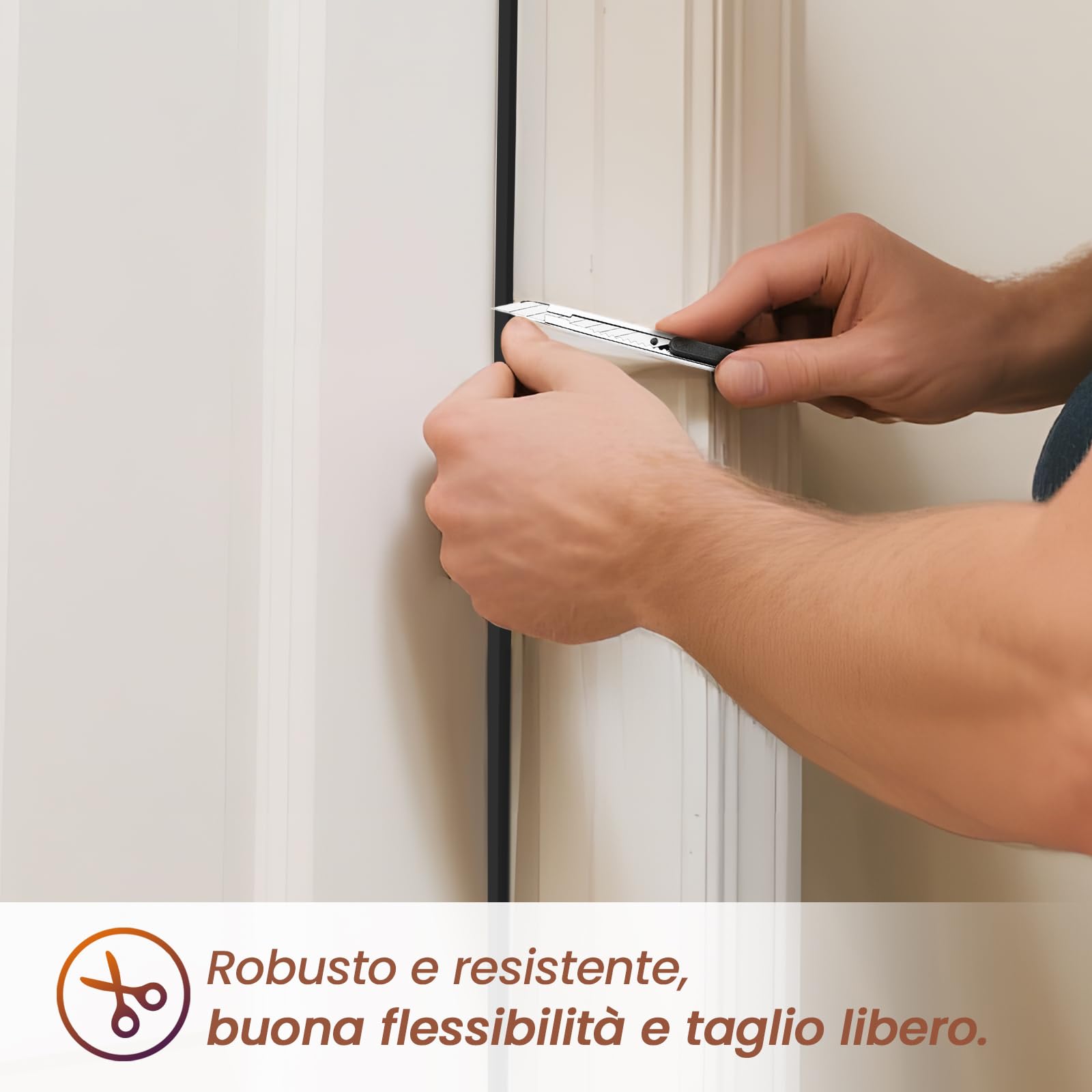 Guarnizione Porta, Guarnizione Adesiva Bianca 12mm, Per Spazi Tra I Telai Delle Porte E Antivento Mpermeabile Insonorizzazione, 5m/10m/15m/20m/30m Disponibili (Nero-20m)