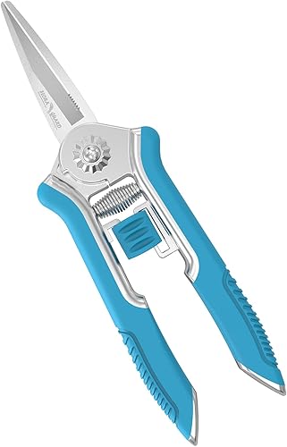 FLORA GUARD Tijeras florales de 6.5 pulgadas, aleación de zinc con mango de goma, hoja dentada para corte rápido, adecuadas para colocación de