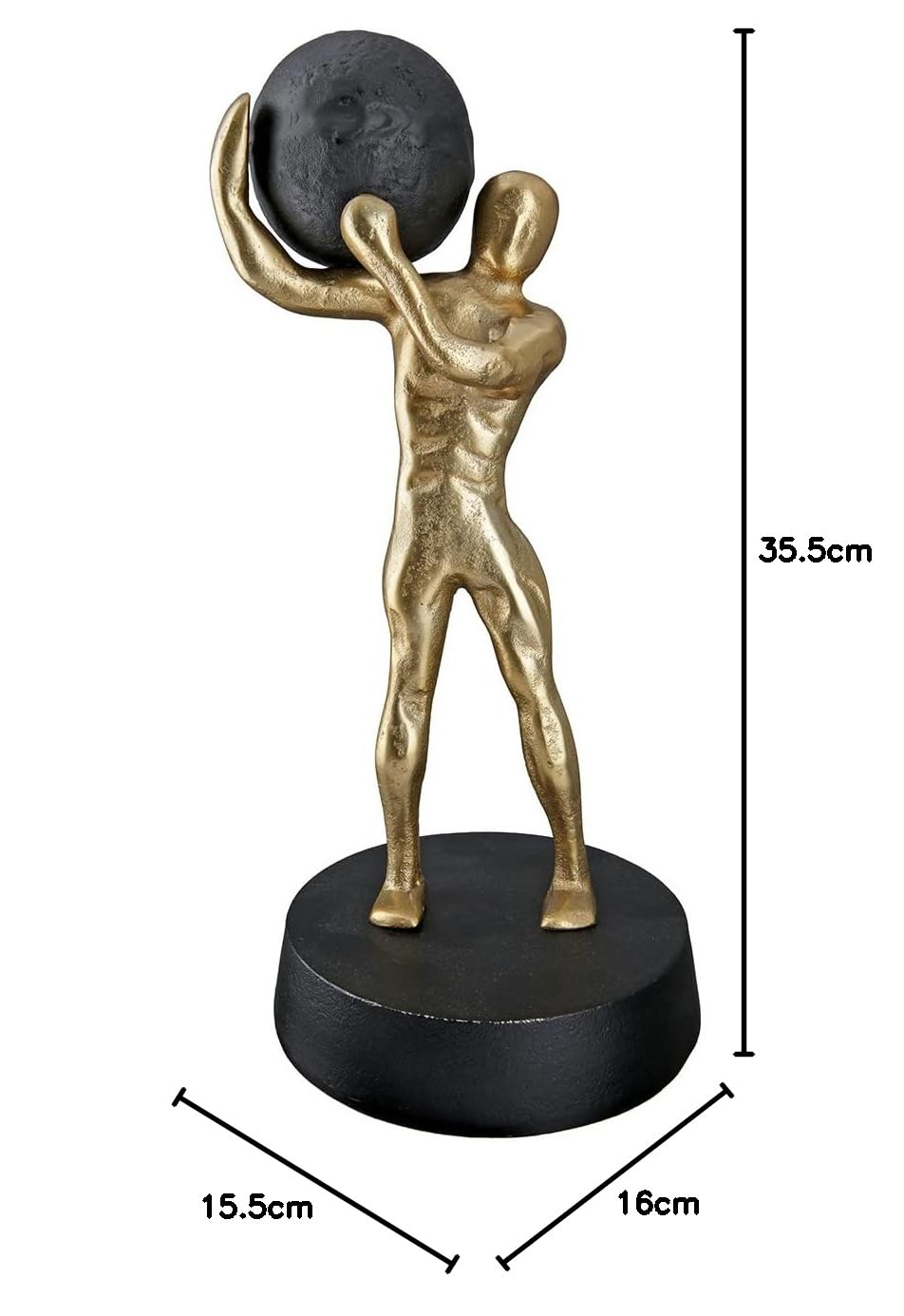 GILDE Deko Figur Skulptur Strong Stark XL - Moderne Kunst und Dekoration aus Kunstharz - Farbe: Gold - Höhe 35,5 cm