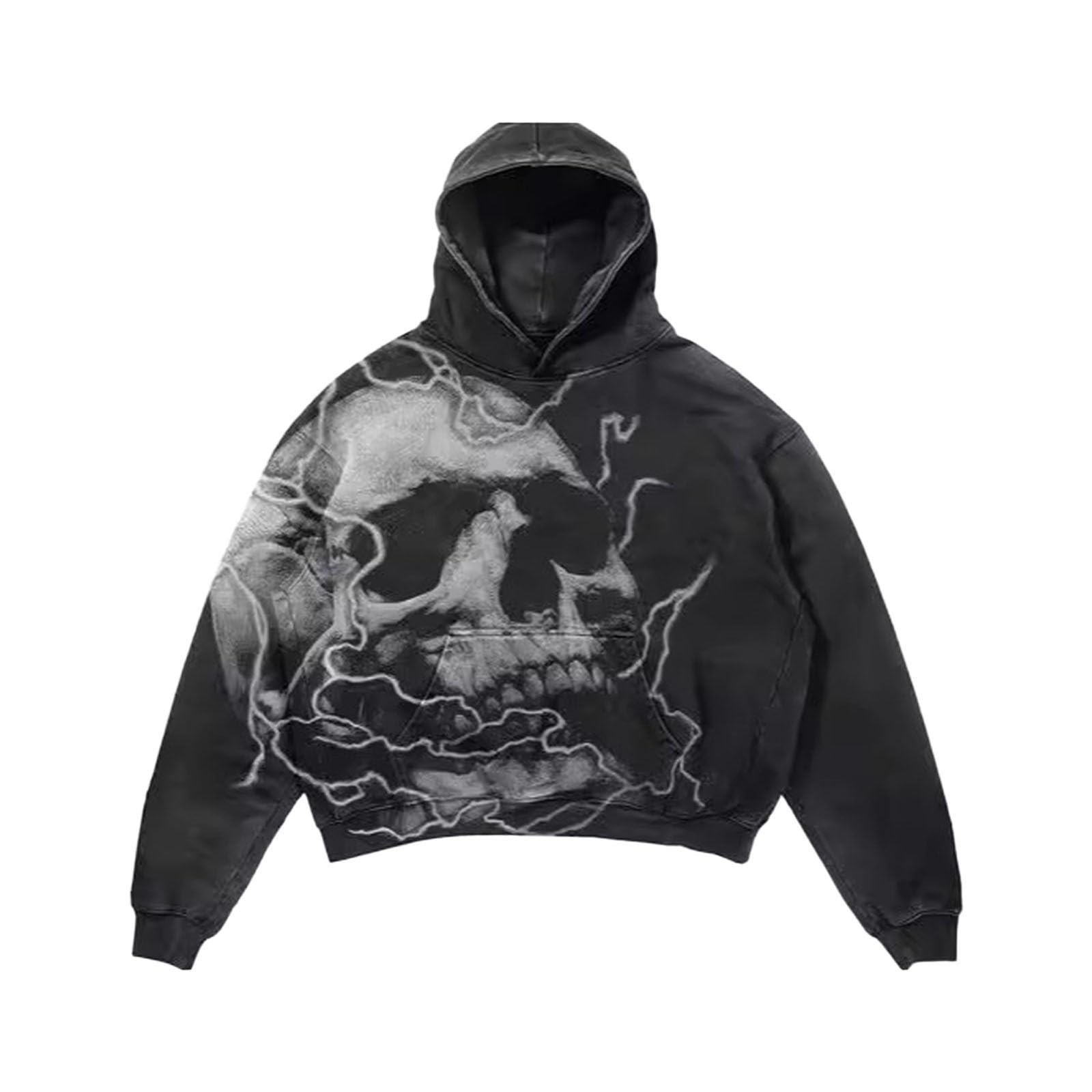 Generisch Y2K - Sudadera para hombre, diseño vintage de calavera