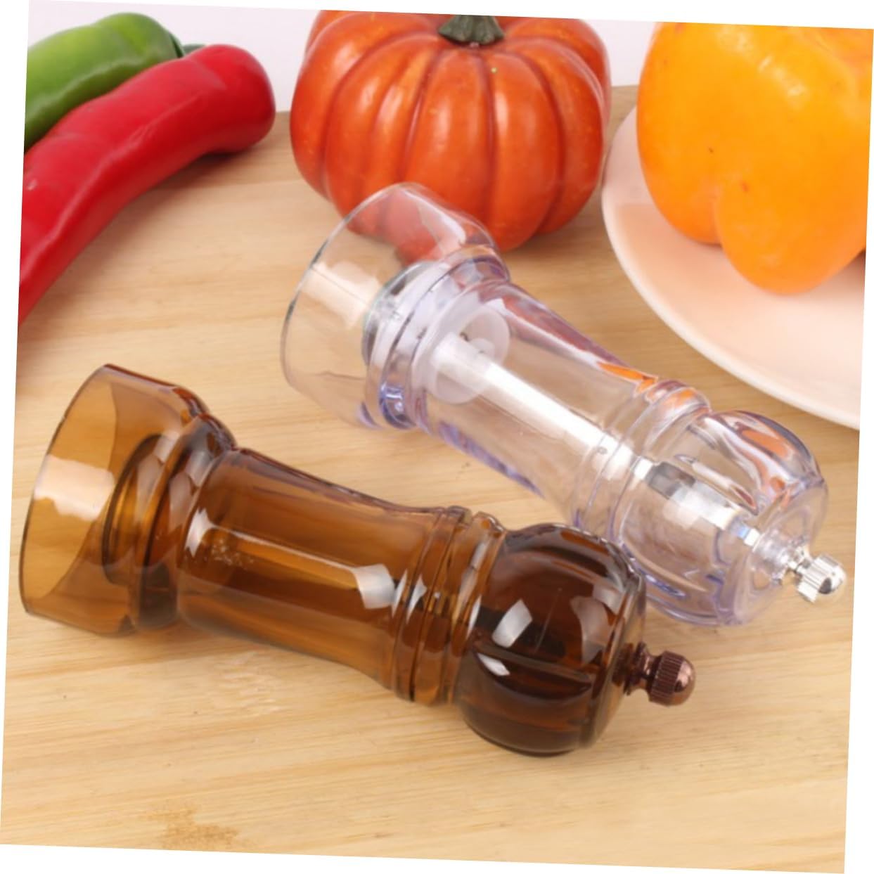 COLLBATH 2pcs Manual Pepper Transparent Design Core for Effortless Grinding for Cooking and Entertaining Kitchen Tool Stylish and Functional Seasoning Bottle