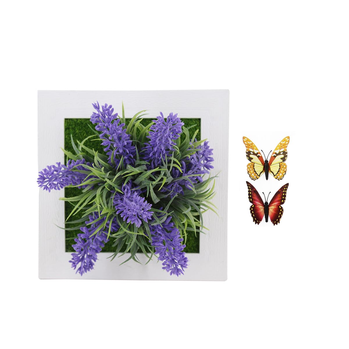 Eyands Hanging Wall Artificial Plants With 2 Butterflies for Home Decor Indoor Succulents Plants Artificial in Frame 3D Greenery Wall Art Decor