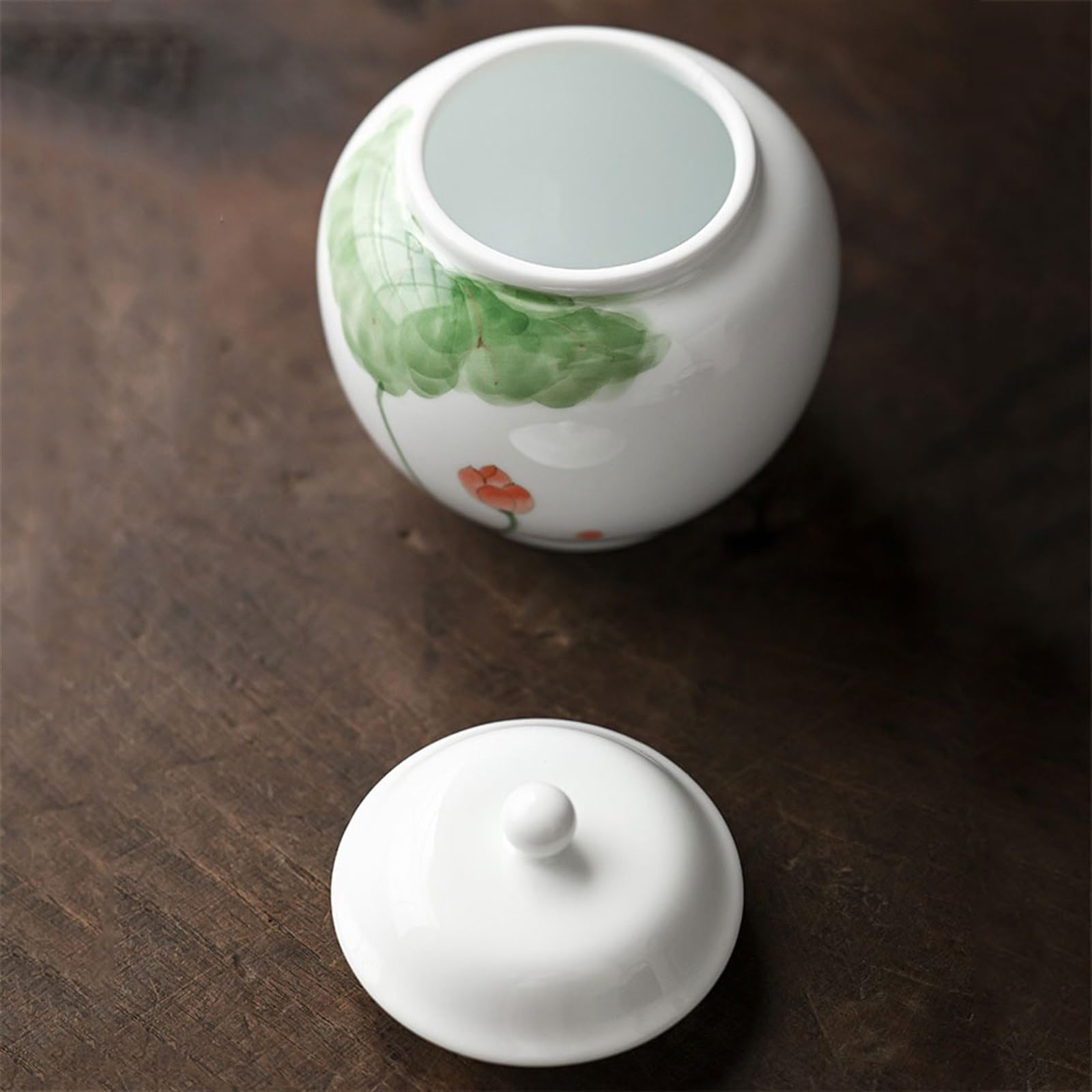 Barattoli con Coperchi Scatola metallica for tè in ceramica con motivo Zen loto retrò Scatola metallica for la conservazione di alta qualità for la casa Magazzino del tè squisito Barattoli di Cucina