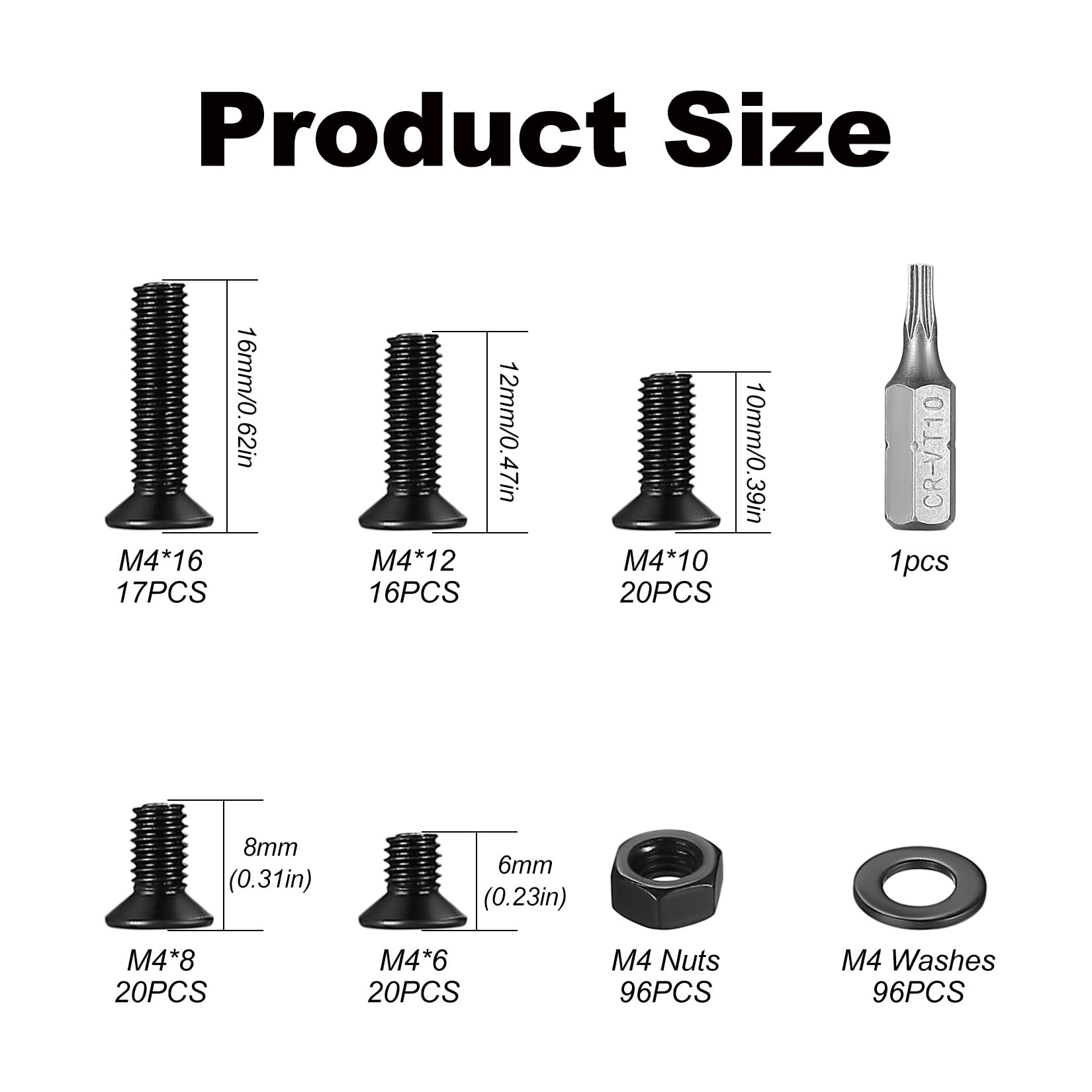 285 Pcs M4 Bolts and Nuts Set, M4 Countersunk Screws Nuts and Bolts Set including Washers - Image 2