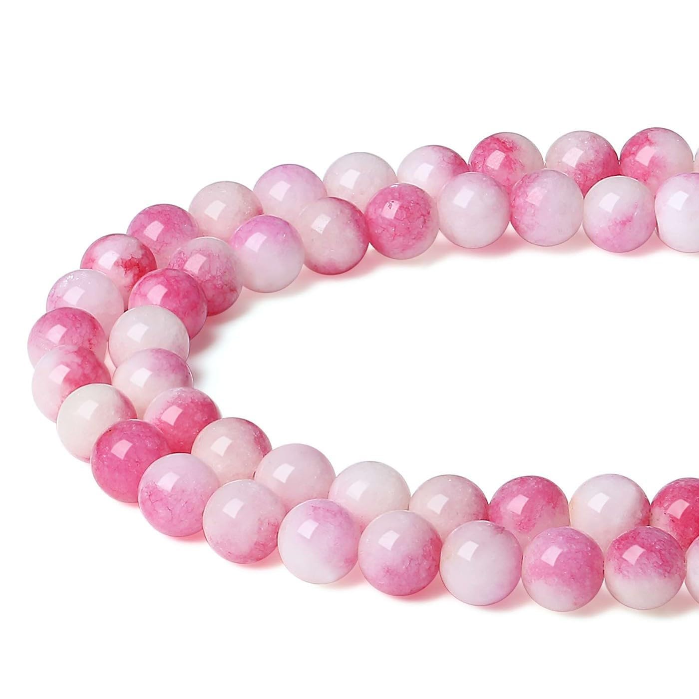 XIANNVXI 8mm Round Pink Beads for Crafting,Pink Crystal Beads for Jewellery Making for Jewelry Making 47 Pcs - Image 2