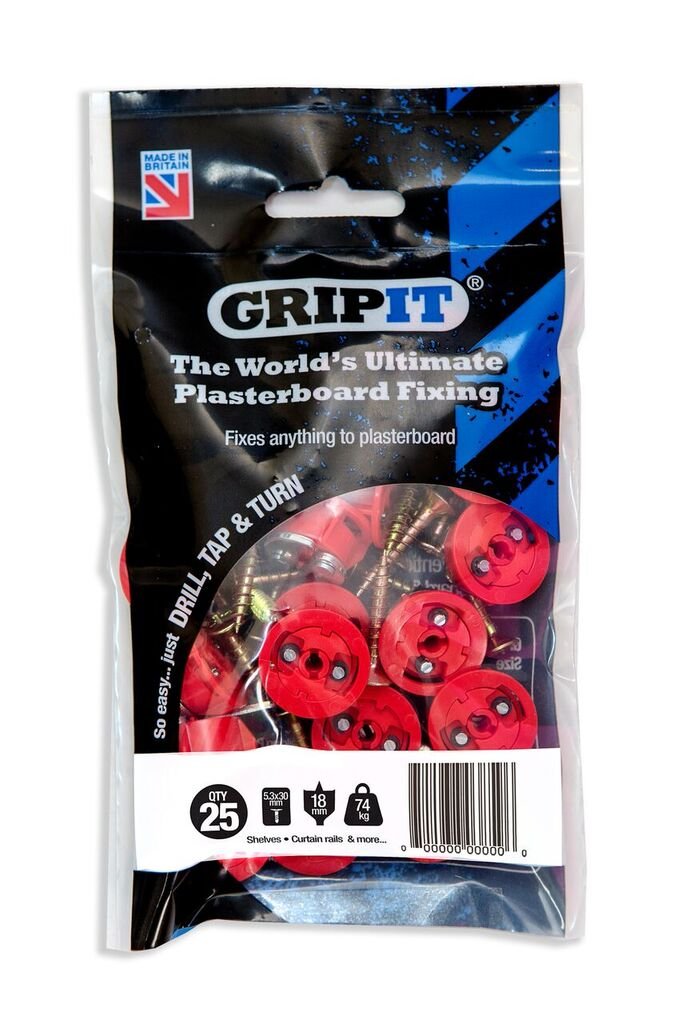 Grip it Trade Pack Red 25 Pack 18mm with 30m Screws: FREE DELIVERY