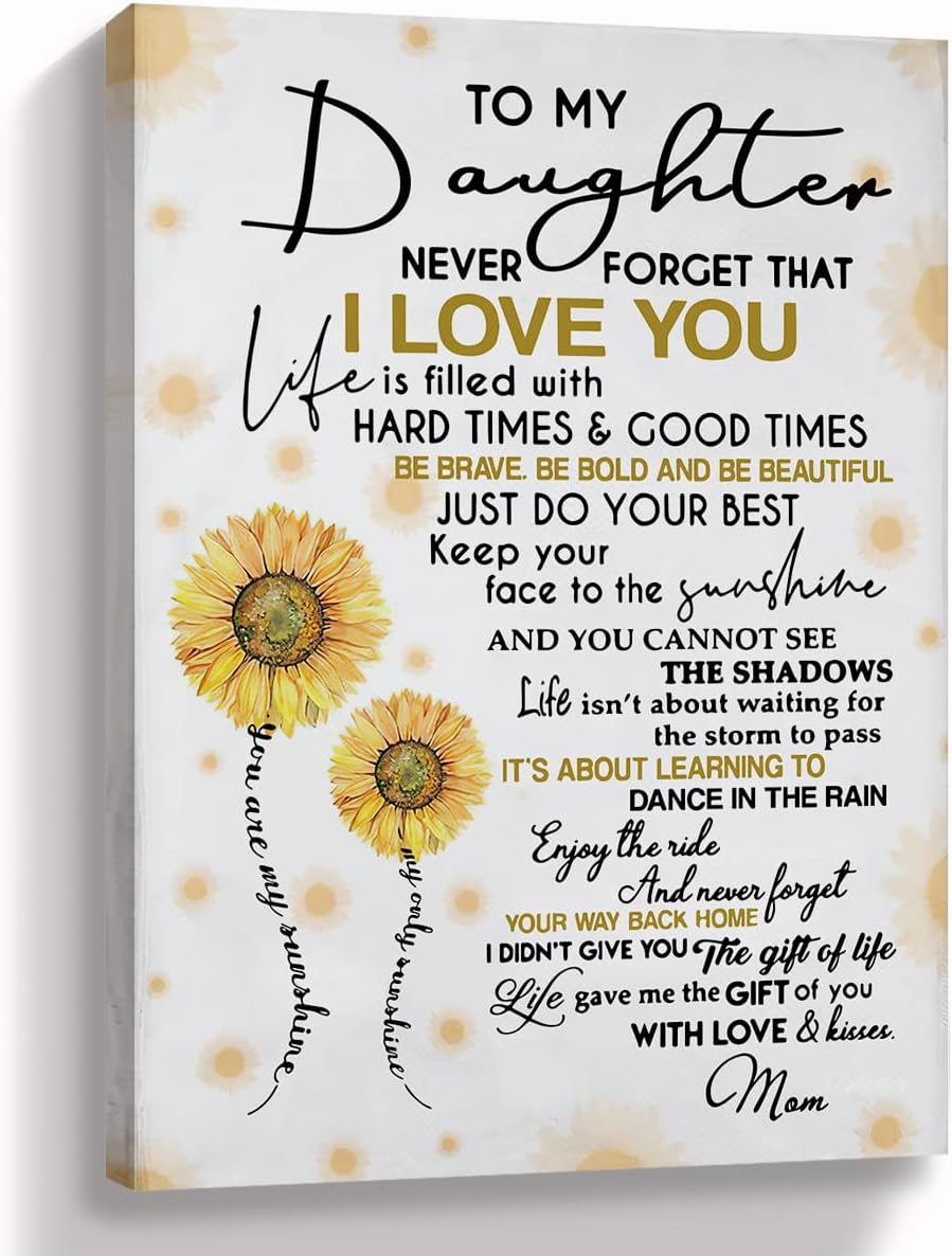 hold fizzDaughter Gifts from Mom Canvas Wall Art, Christmas Birthday Graduation Gifts for Daughter, Girls Room Decor Posters for Living Room Bedroom Home, 11x14 Inch