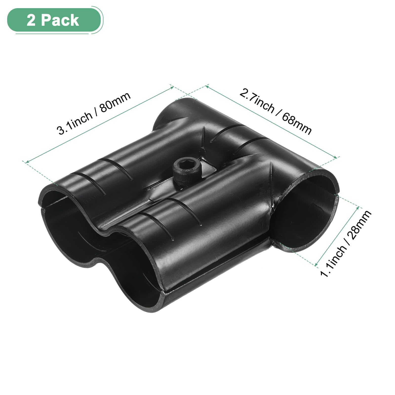 M METERXITY 2-Pack Structural Pipe Connector, 3 Way T Pipe Connector Steel Pipe Connector for OD 1.1" or 28MM Pipe - Image 3