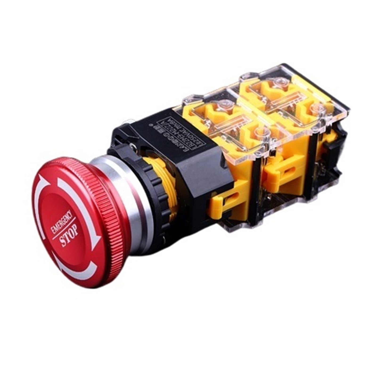 Bouton champignon rouge oxydé M3 8A 2NO2NC d'arrêt d'urgence