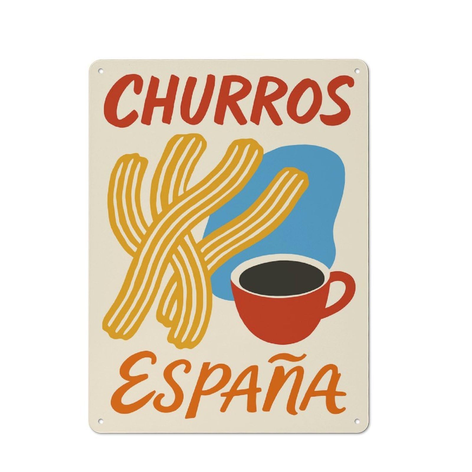Casual Churros España Shed Metal Sign 40x30cm, Shed Wall Decor for Greenhouse, Garden Room, Cafe Or Entryway
